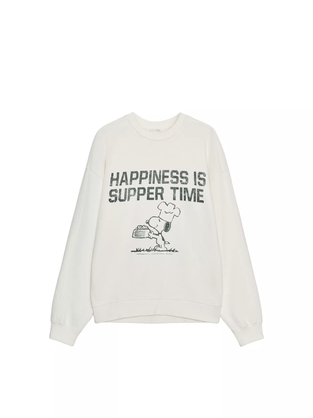 Zara White Snoopy 'Happiness Is Supper Time' Graphic Sweatshirt